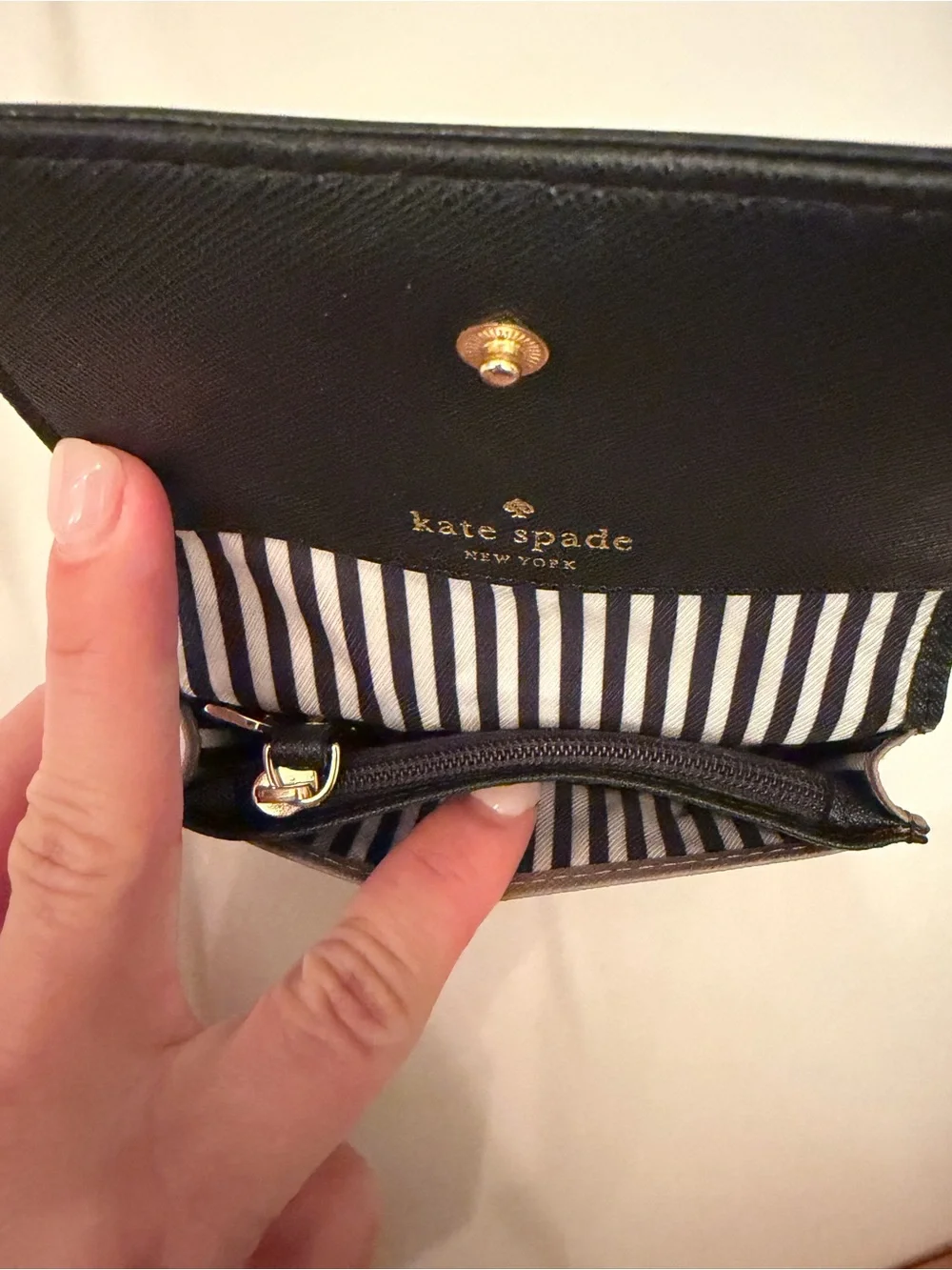 kate spade Black and Lavender/Gray Saffiano Leather Key & Card Holder